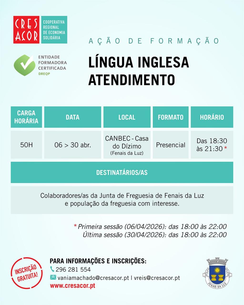 CURSO DE FORMA&Ccedil;&Atilde;O "LINGUA INGLESA - ATENDIMENTO."